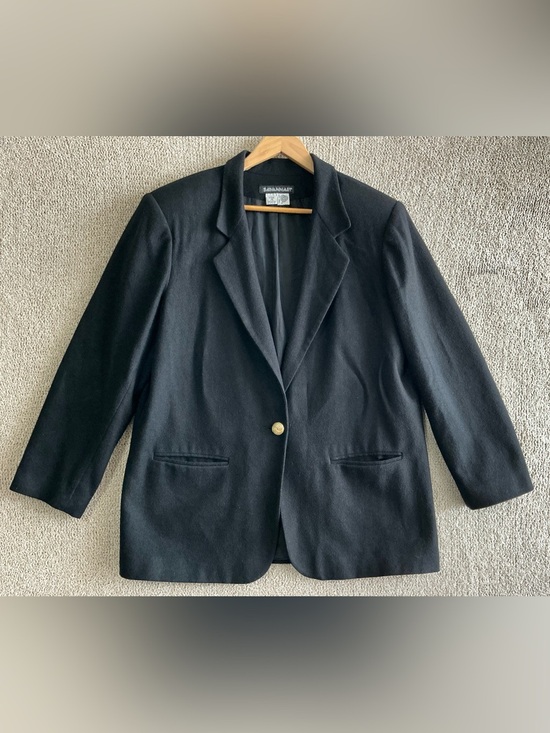 Savannah Jackets & Blazers - Savannah Women’s Black 100% Wool Blazer Jacket Gold Button Size 14 Vintage Style